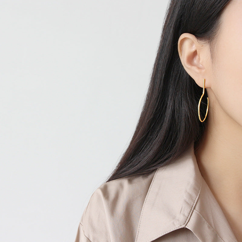 Simple Geometric Semicircle 925 Sterling Silver Dangling Earrings