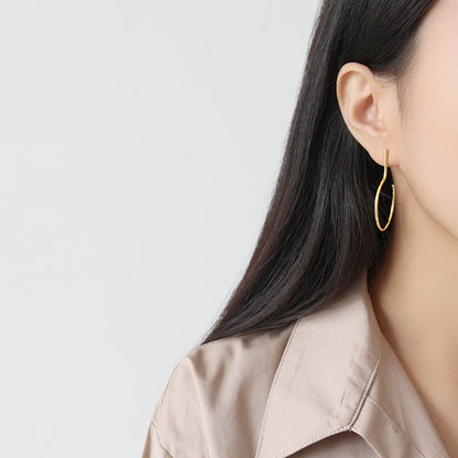 Simple Geometric Semicircle 925 Sterling Silver Dangling Earrings