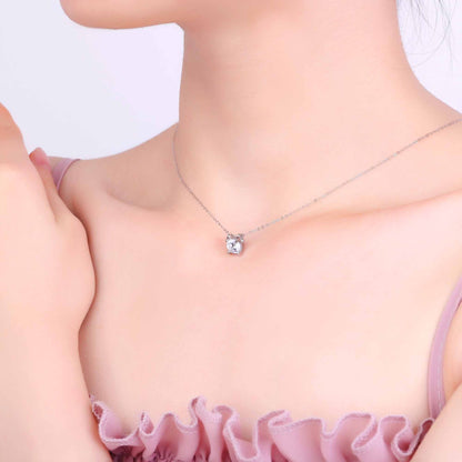 Simple Round Cut White CZ 925 Sterling Silver Pendant Women