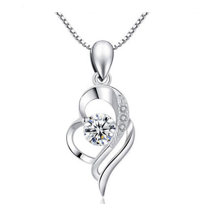 Girl CZ Hollow Heart Love 925 Sterling Silver Pendant