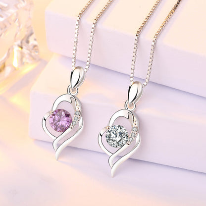 Girl CZ Hollow Heart Love 925 Sterling Silver Pendant
