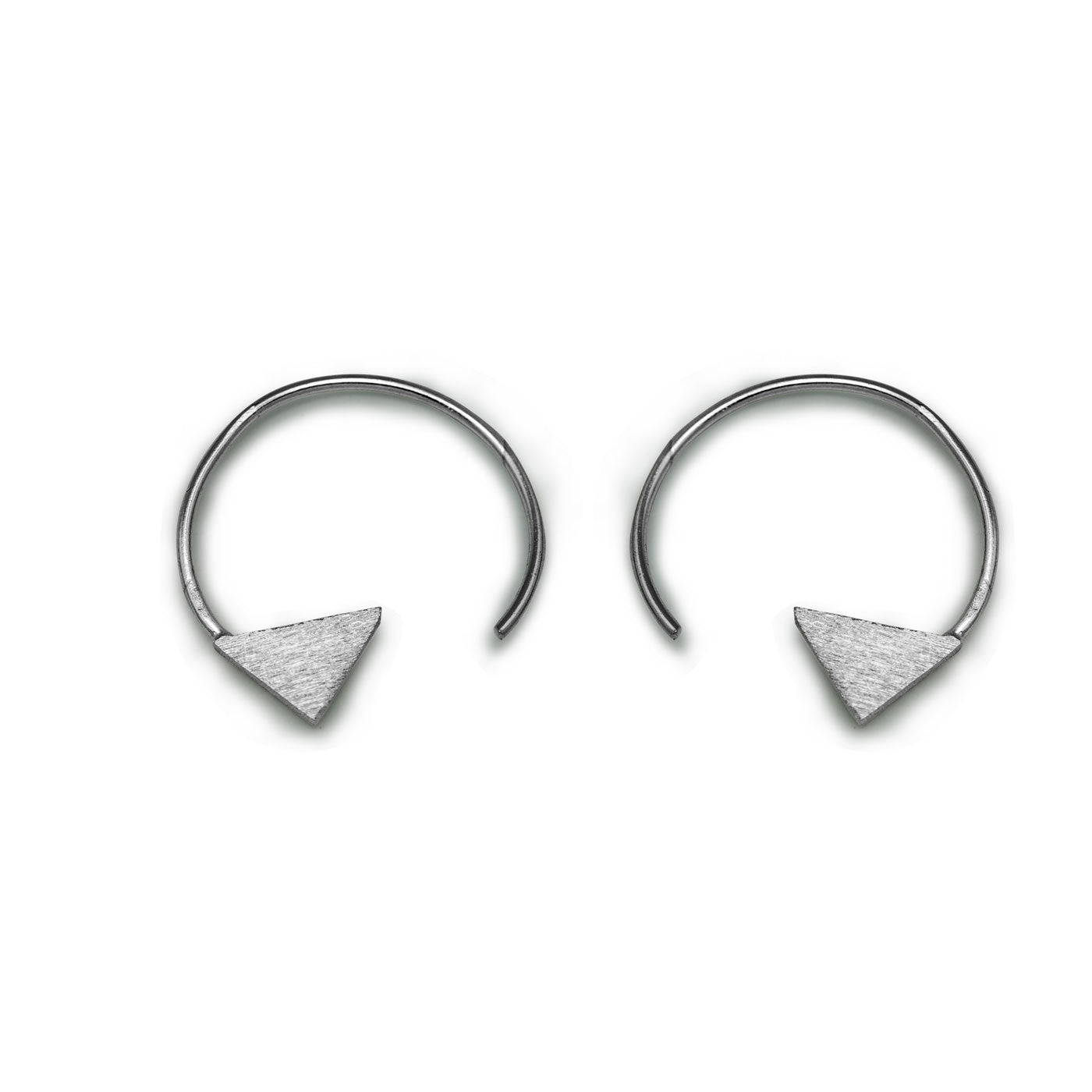Arrows Brushed Hook 925 Sterling Silver Black White Hoop Earrings