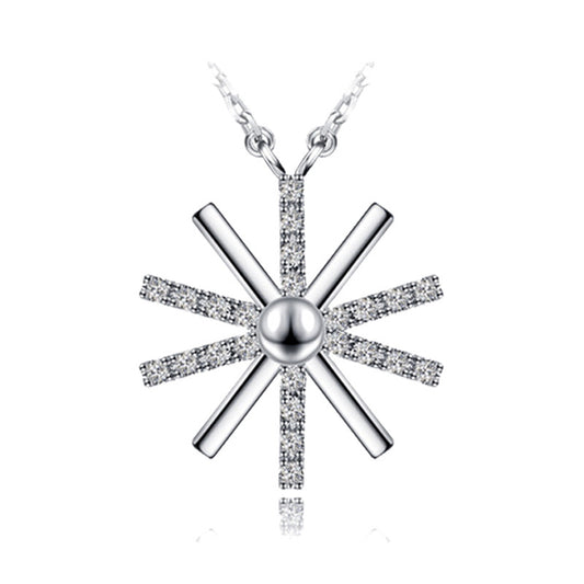 Simple Sun Flower White/Rose Micro Setting 925 Sterling Silver Lucky Necklace