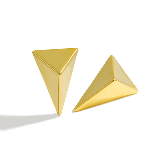 Women Daily Wear Bold 999 Pure Silver Large Hollow Geometry Triangular Cone Shape Electroforming Chunky Statement Earrings