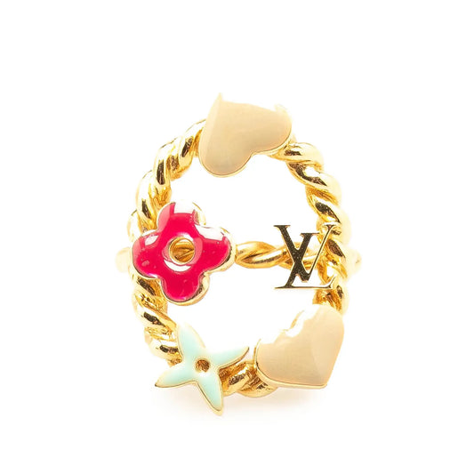 Louis Vuitton Gold Plated and Enamel Berg Sweet Monogram Ring