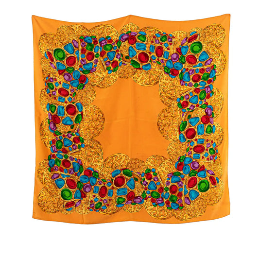 Chanel Gripoix Buttons Silk Scarf