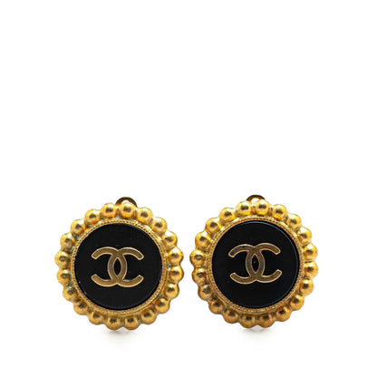 Chanel Gold Plated and Resin CC Clip on Earrings