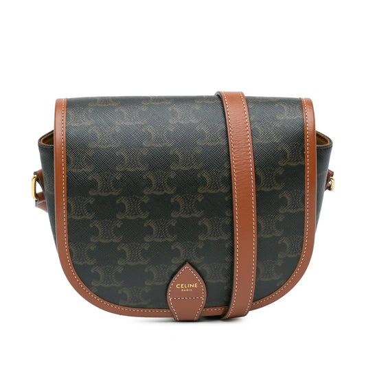 Celine Medium Triomphe Coated Canvas Folco Crossbody