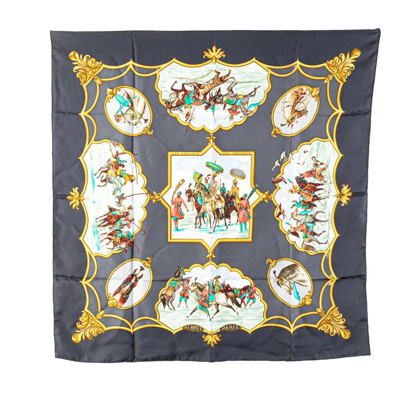 Hermès Les Chevaux des Moghols Silk Scarf