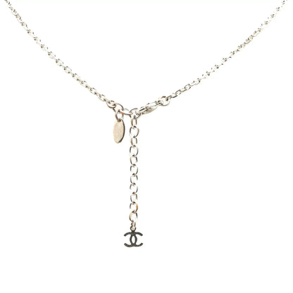 Chanel Silver Plated CC Resin and Rhinestone Pendant Necklace