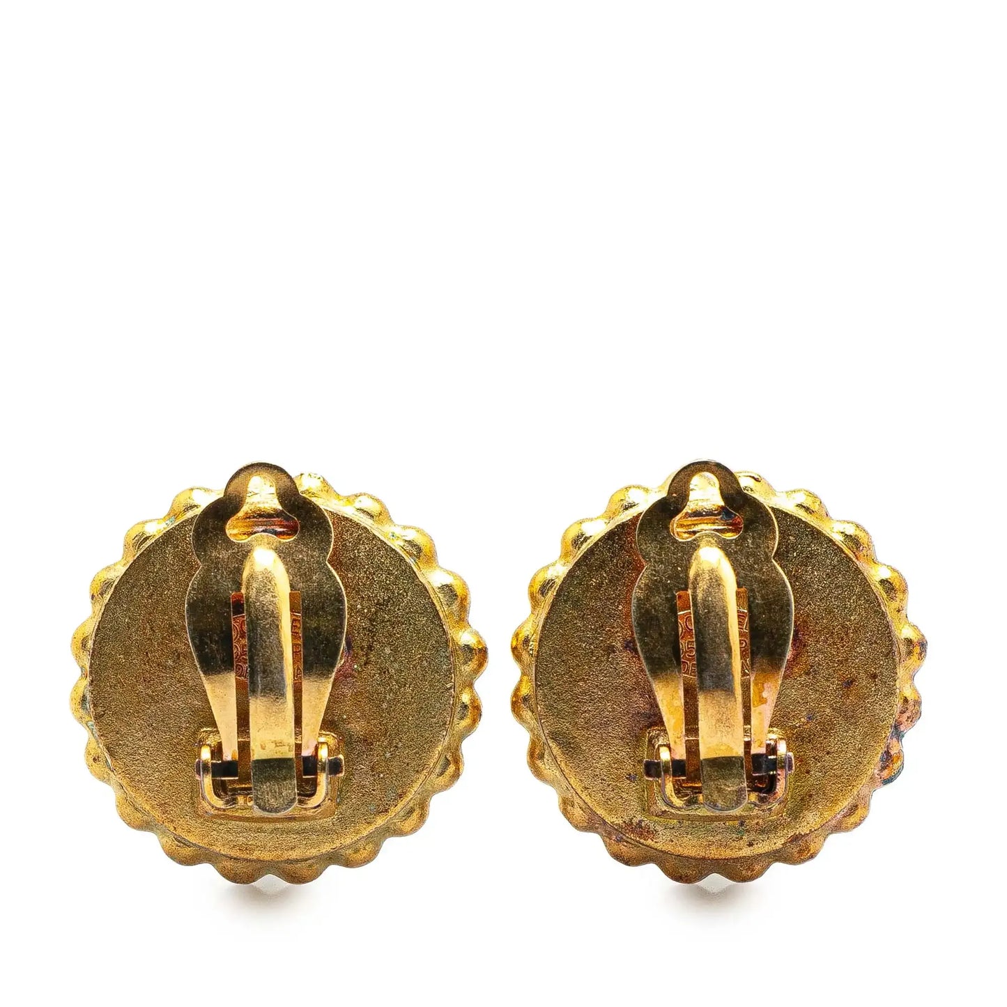 Chanel Gold Plated and Resin CC Clip on Earrings