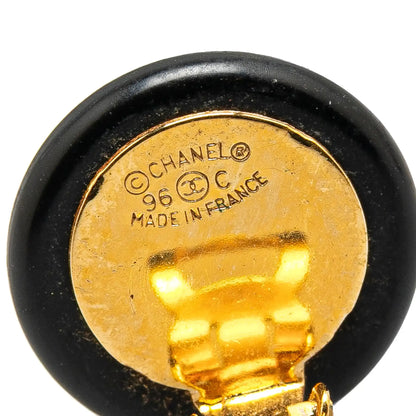 Chanel Resin CC Shell Button Clip On Earrings