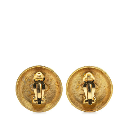Chanel Gold Plated CC Round Clip On Earrings