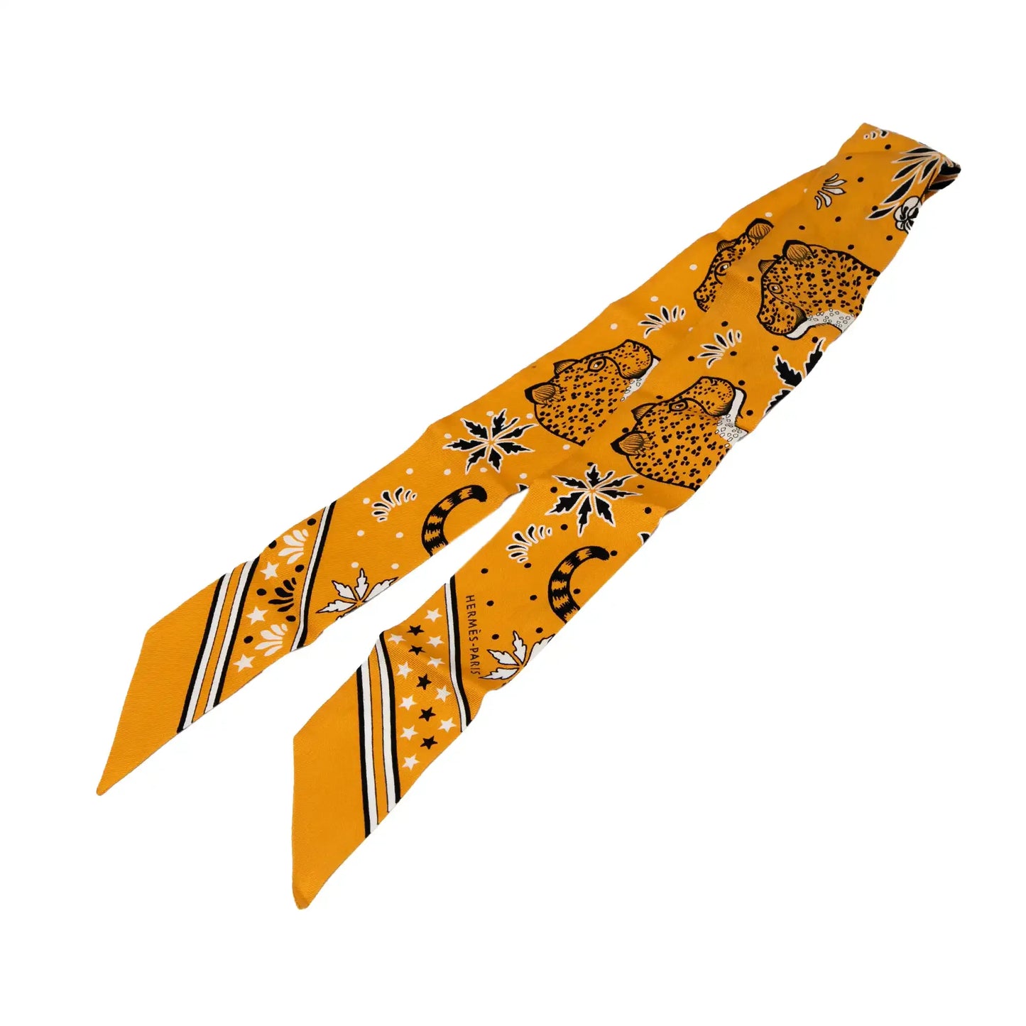 Hermès Les Leopards Bandana Silk Twilly Scarf