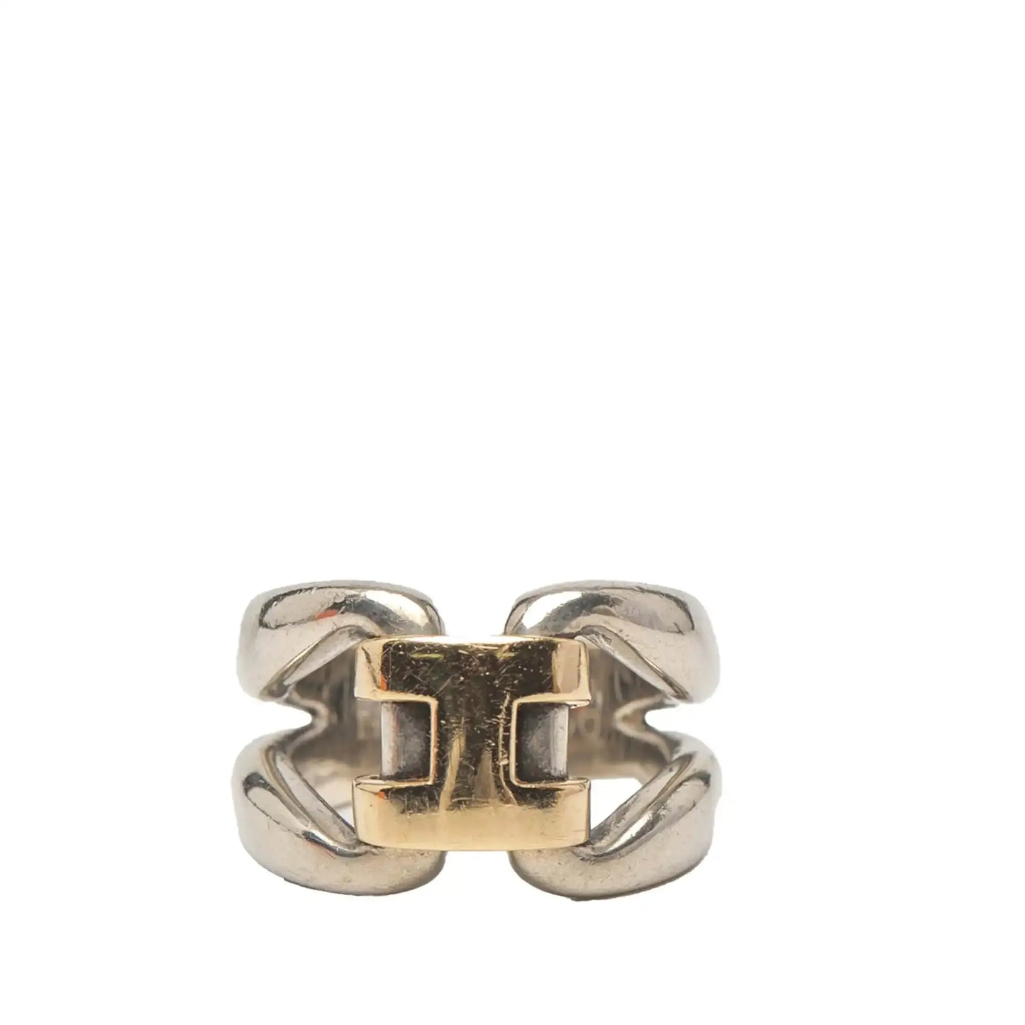 Hermès Sterling Silver and 18K Yellow Gold History Ring