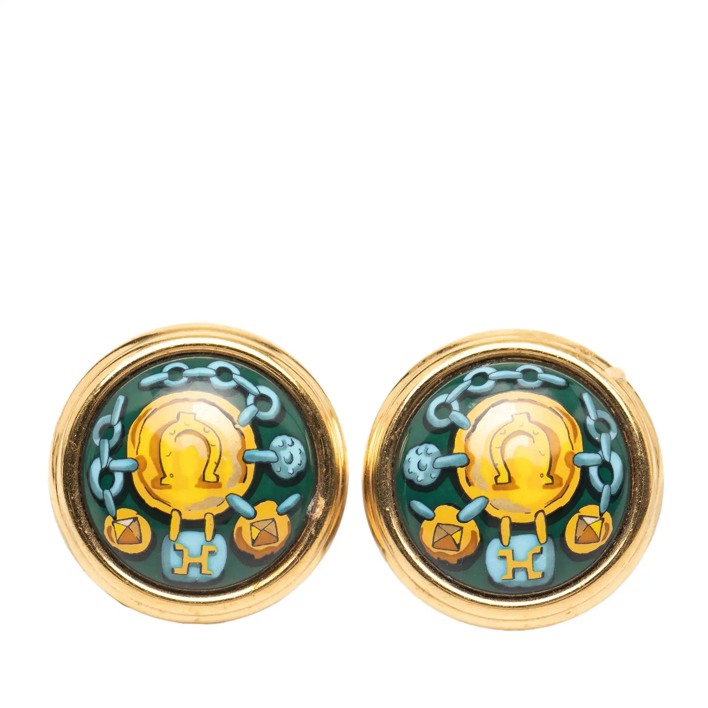 Hermès Enamel Cloisonne Clip on Earrings