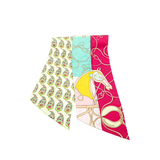 Hermès Maxi Coup De Fouet Au Bloc Silk Twilly Scarf