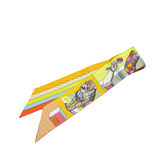Hermès Grand Theatre Nouveau Silk Twilly Scarf