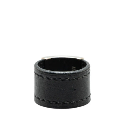 Hermès Leather and Palladium Plated Lurie Ring