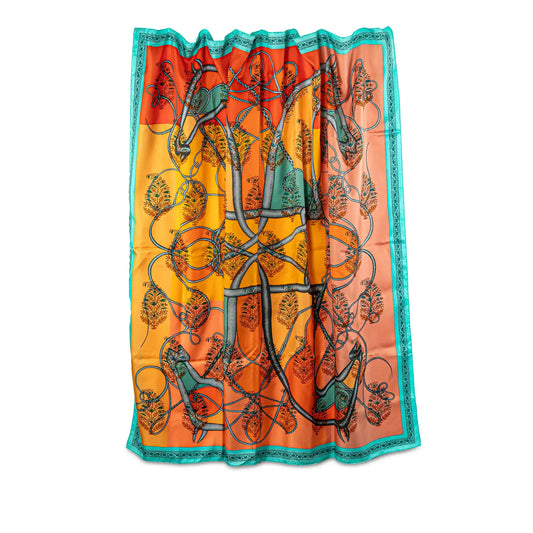 Hermès Coup de Fouet Au Bloc Silk Twill Giant Scarf