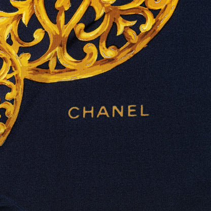 Chanel Gripoix Buttons Silk Scarf