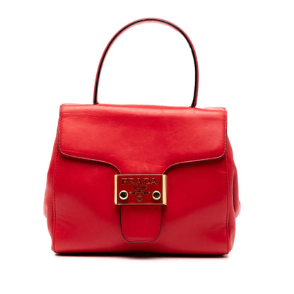 Prada Vitello Lux Embleme Top Handle Bag