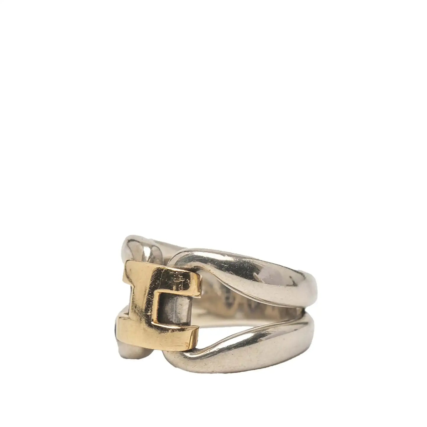Hermès Sterling Silver and 18K Yellow Gold History Ring