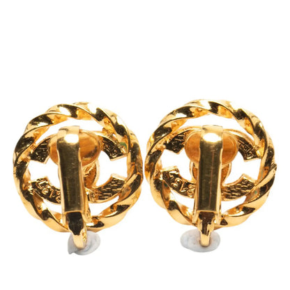 Chanel Gold Plated CC Rhinestones Clip On Earrings