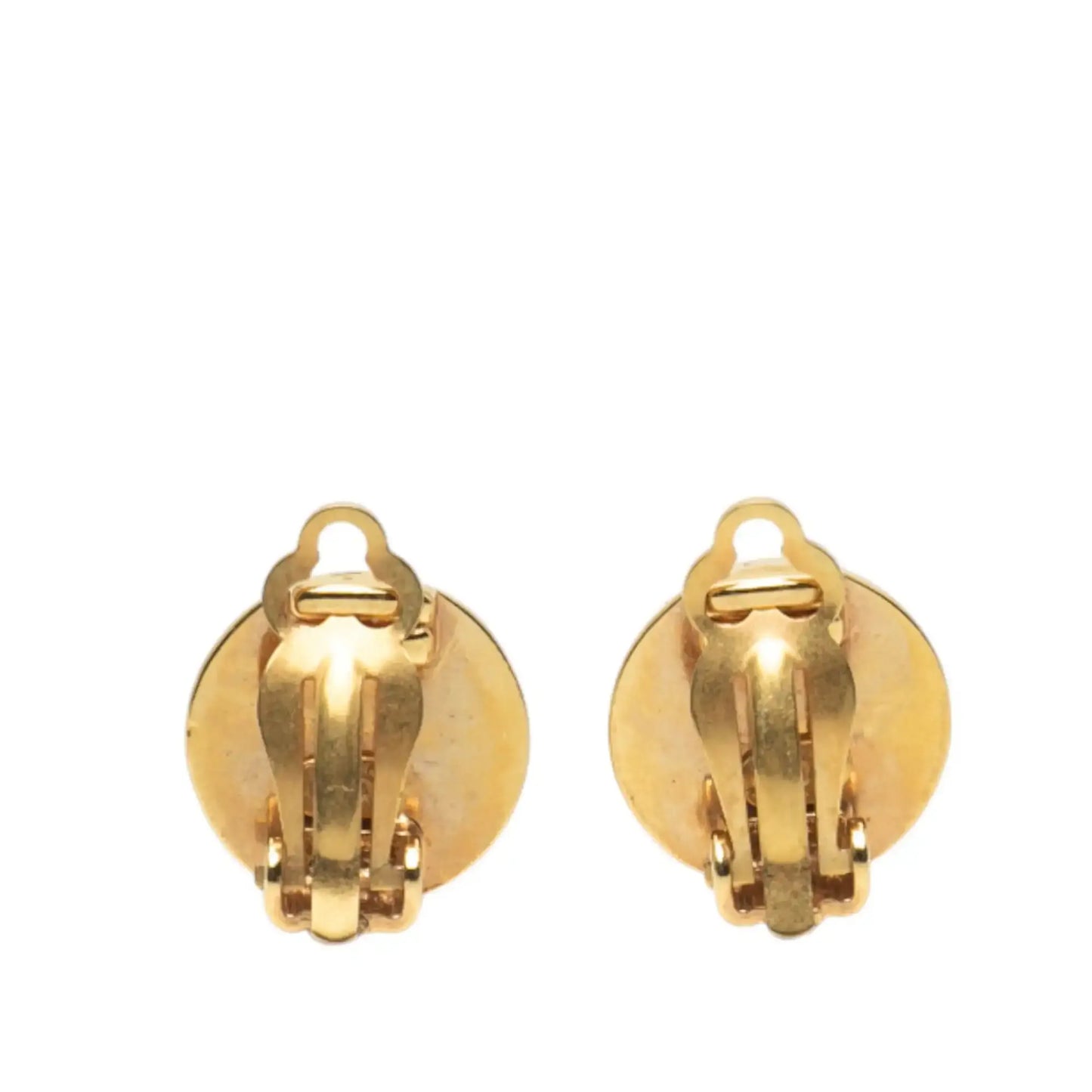 Chanel CC Gold Plated Round Clip On Earrings