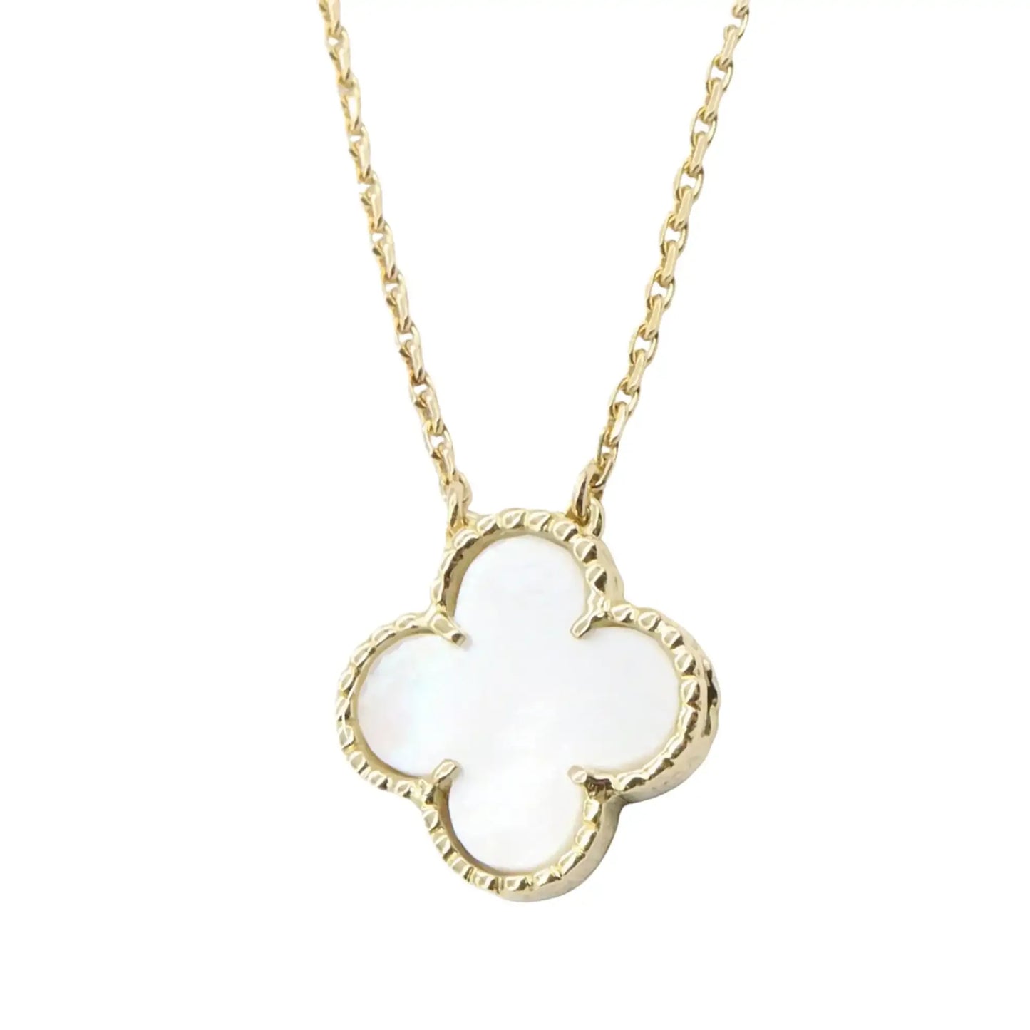 Van Cleef and Arpels 18K Yellow Gold and Mother of Pearl Vintage Alhambra Necklace
