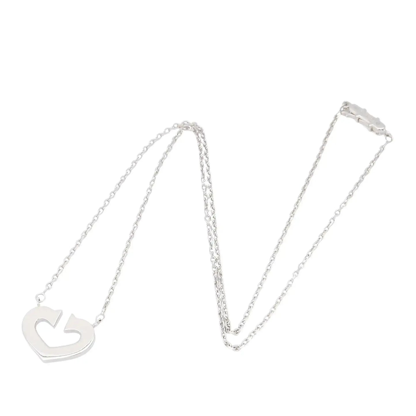 Cartier 18K White Gold C de Cartier Heart Pendant Necklace