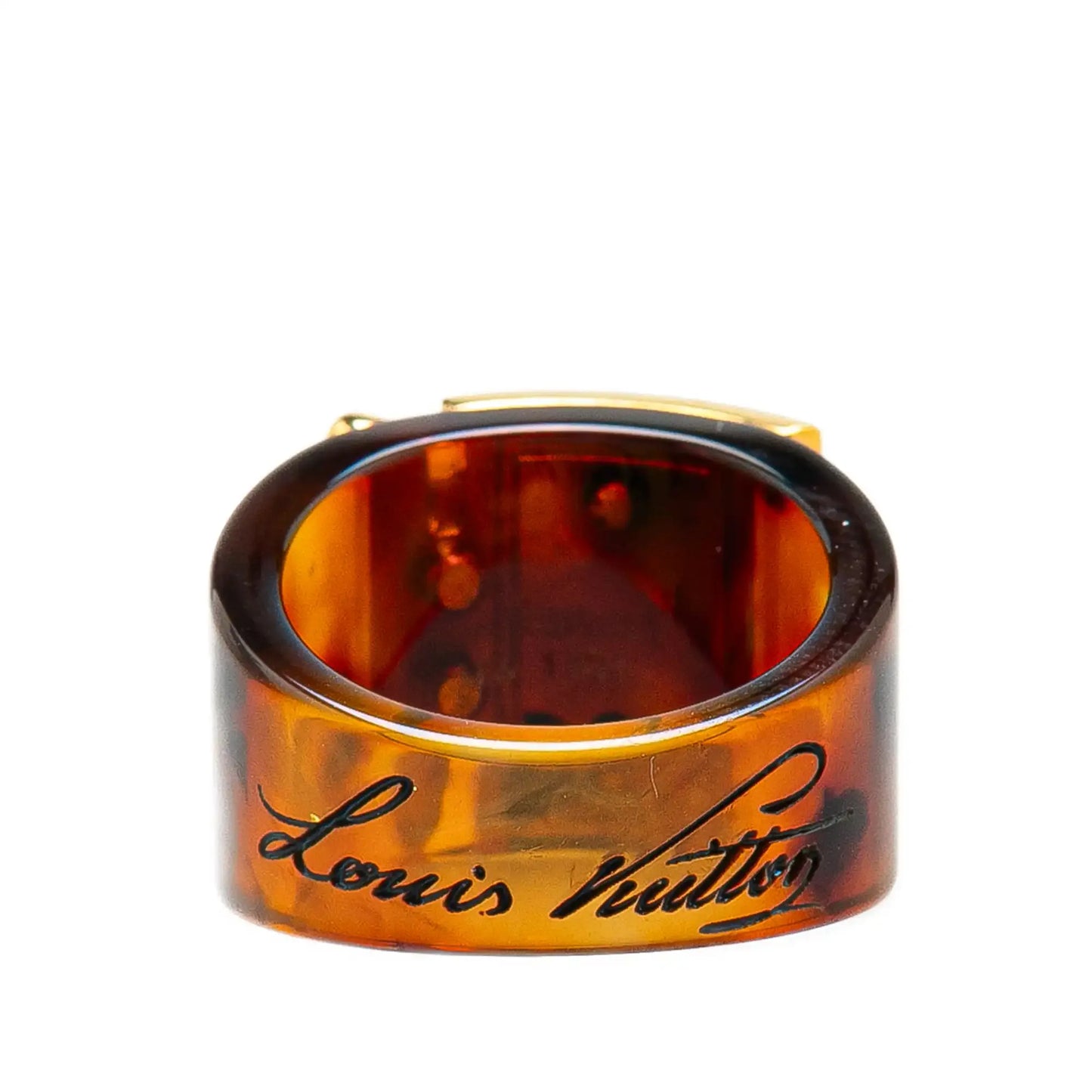 Louis Vuitton Gold Plated and Resin LockMe Ring