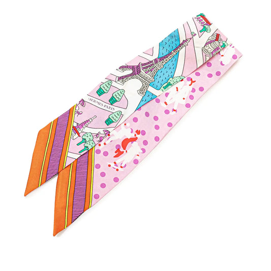 Hermès Les Nouveaux Amoureux de Paris Twilly Silk Scarf