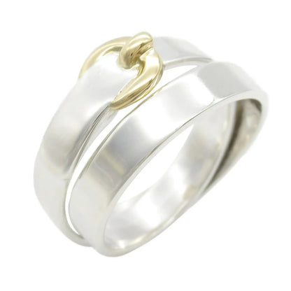 Hermès Sterling Silver and 18K Yellow Gold Double Tour Buckle Ring