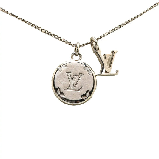 Louis Vuitton Silver Plated Monogram Charms Necklace