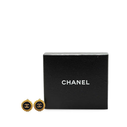 Chanel Gold Plated and Resin CC Clip on Earrings