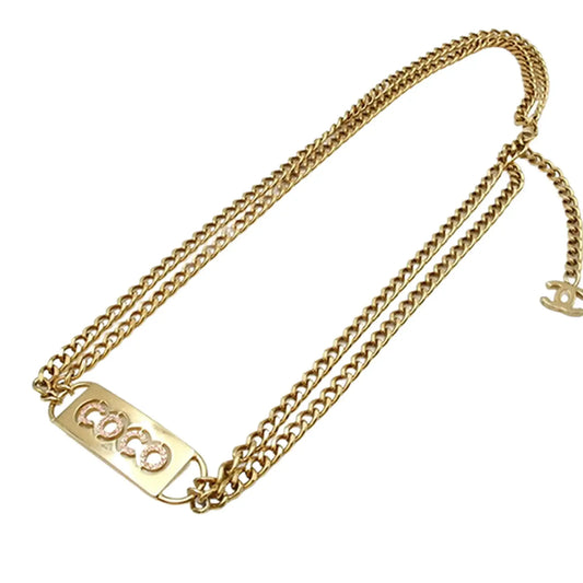Chanel Gold Plated Coco Rhinestones Chain Belt