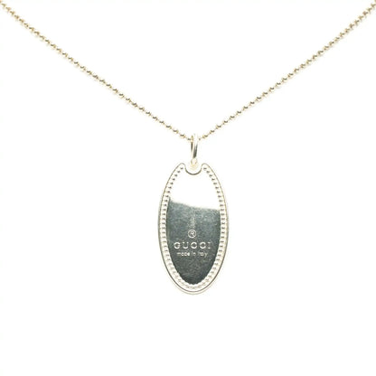 Gucci Sterling Silver Oval Plate Pendant Necklace