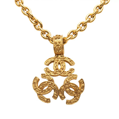 Chanel Gold Plated Triple CC Pendant Necklace