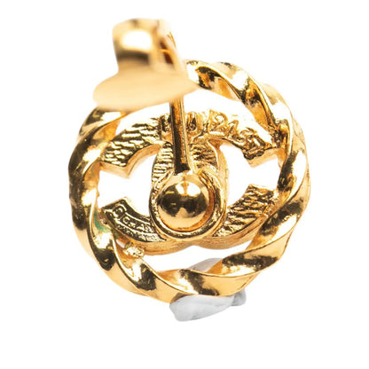 Chanel Gold Plated CC Rhinestones Clip On Earrings