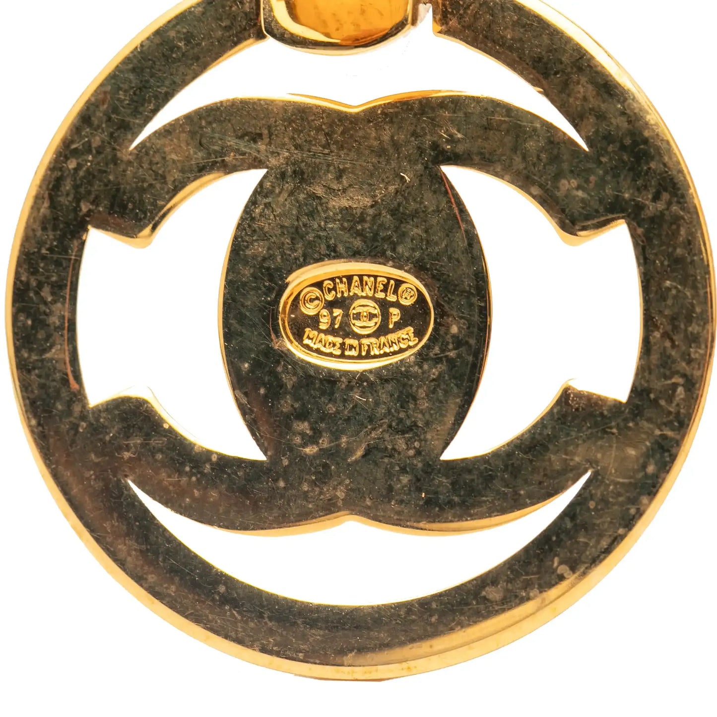 Chanel Gold Plated CC Turnlock Swing Clip on Earrings