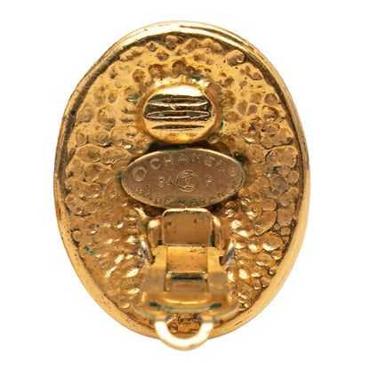 Chanel Gold Plated CC Oval Clip On Earrings