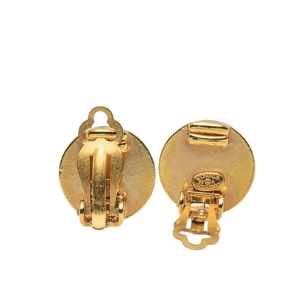 Chanel CC Gold Plated Round Clip On Earrings