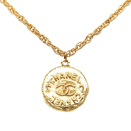 Chanel Gold Plated CC Medallion Pendant Necklace