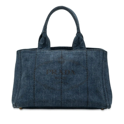 Prada Small Denim Canapa Logo Satchel