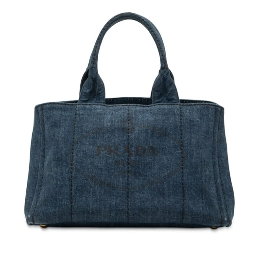 Prada Small Denim Canapa Logo Satchel