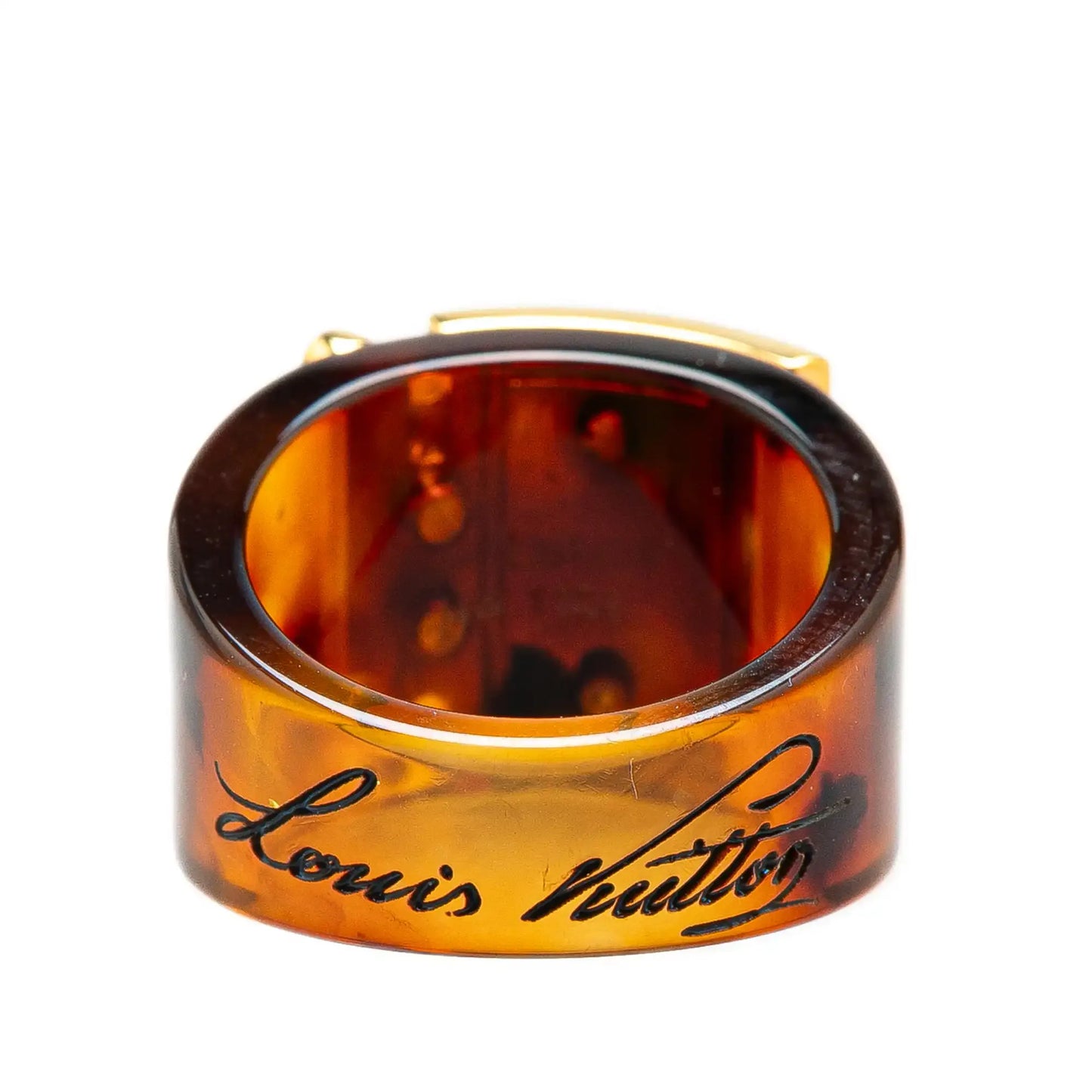 Louis Vuitton Gold Plated and Resin LockMe Ring