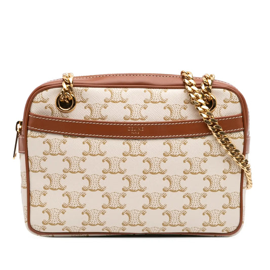 Celine Small Triomphe Coated Canvas Patapans Shoulder Bag