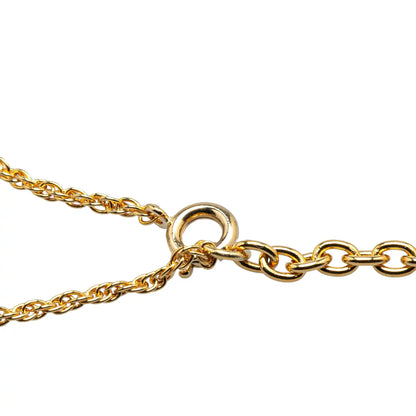 Dior Gold Plated Logo Rhinestone Pendant Necklace