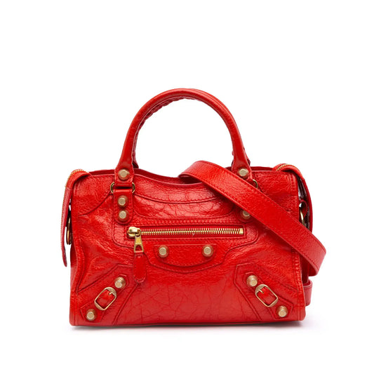 Balenciaga Mini Lambskin Motocross City Giant 21 Satchel